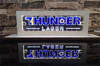 a product shot of an acrylic light up sign that says Thunder Laser Canada