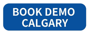 blue button reads BOOK DEMO CALGARY in white bold caps font