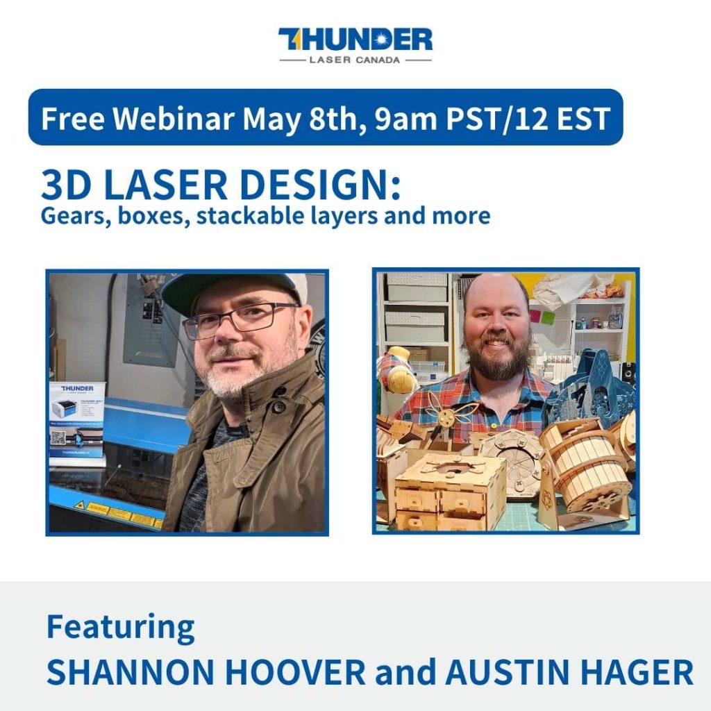 3D Laser Design square event poster: man next to a laser