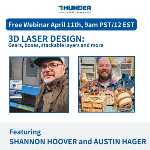 3D Laser Design square event poster: man next to a laser