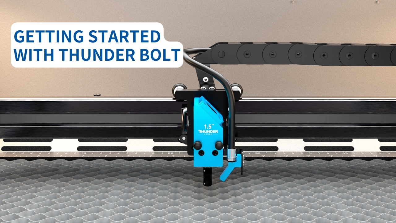 BANNER INSIDE BOLT LASER BED, HONEYCOMB GRATE WITH BLUE METAL LASER HEAD