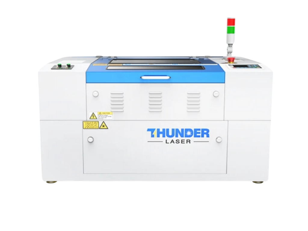 Nova Plus C02 Glass Tube laser cutter by Thunder Laser Canada desktop white and blue metal laser cutter machine