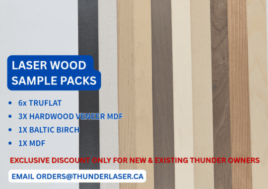different colors of laser wood one time deal exclusive sample pack for thunder laser custoemrs