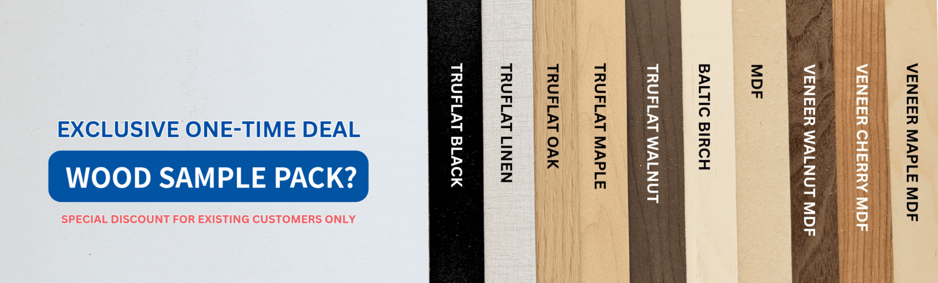 different colors of laser wood one time deal exclusive sample pack for thunder laser custoemrs