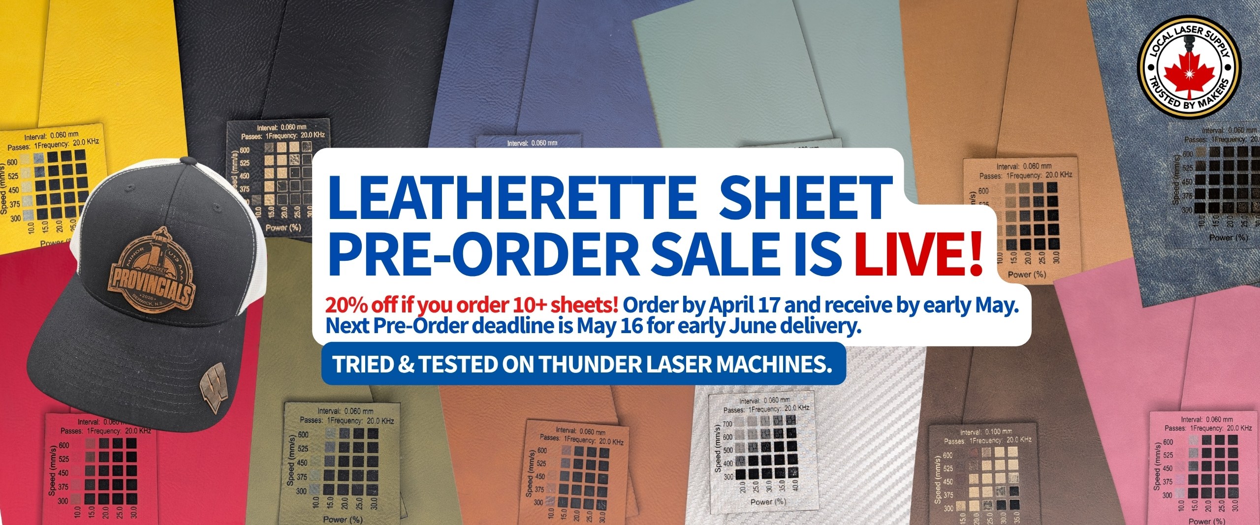 leatherette sheet pre order sale order by April 17 or May 16
